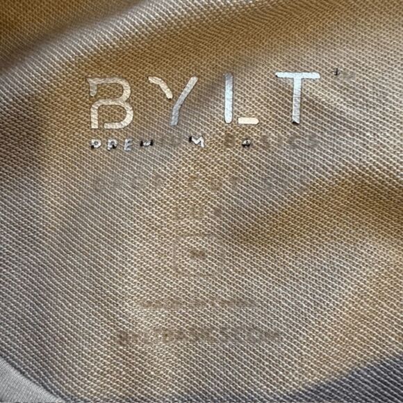 BYLT Basics Premium Short Sleeve Drop Cut Lux T-Shirt Taupe Size Medium - Picture 4 of 6